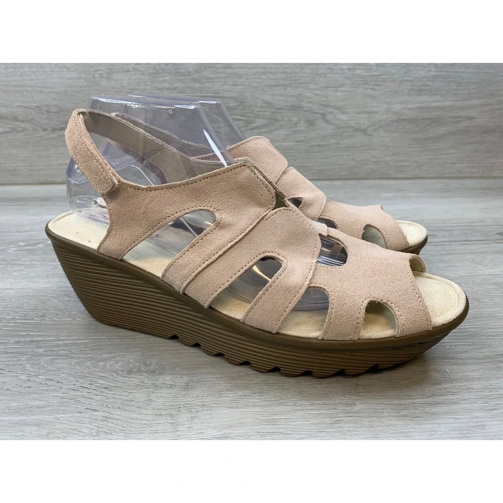 Skechers Women's Rumblers Wedge Sandals Memory Foam 10 Comfort Casual Shoes